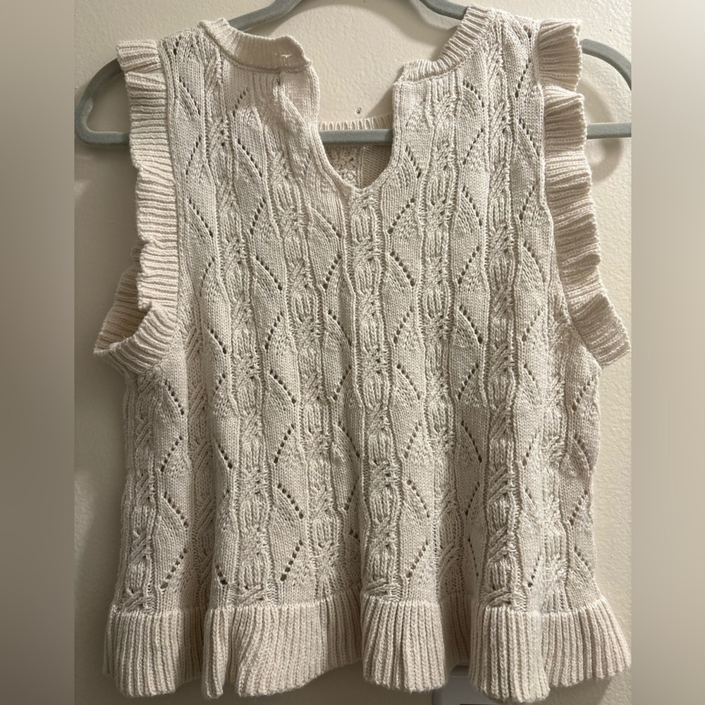 Deluc Cream Knit Top with Ruffles - Picture 2 of 5